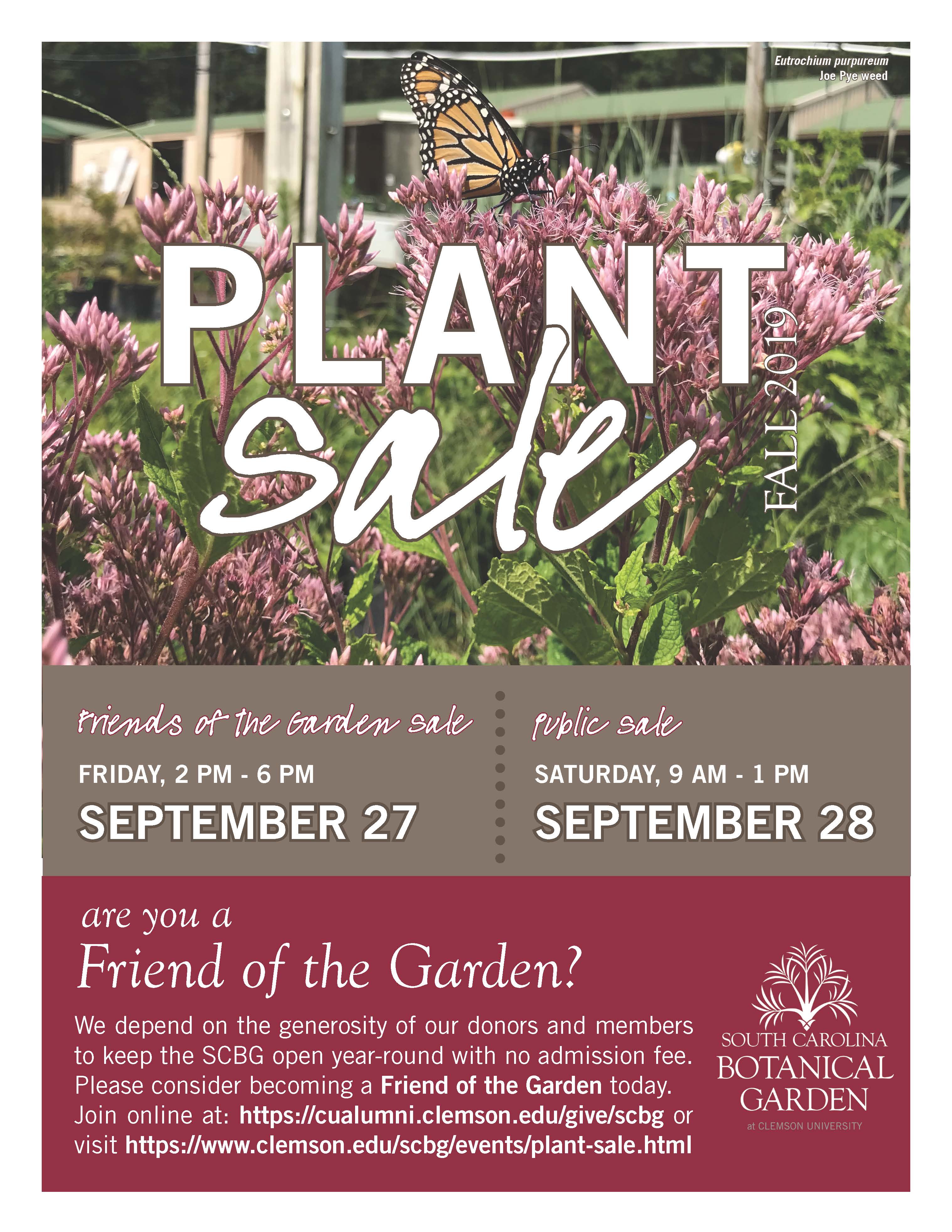 SCBG's Fall Plant Sale City of Clemson South Carolina